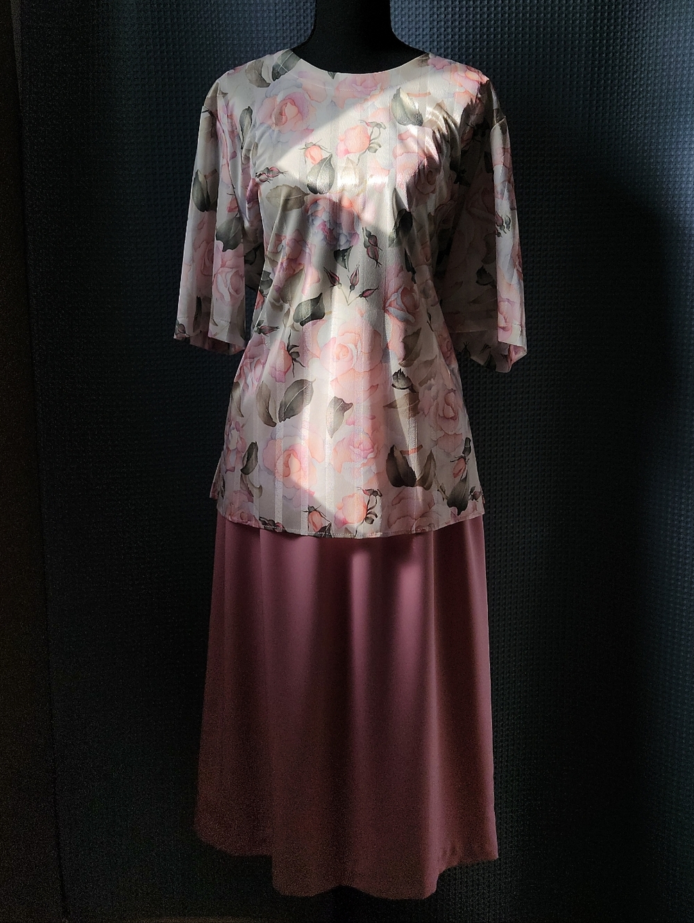 Lady Lori & Top Notch Pink Floral Two-Piece Skirt & Short Sleeve